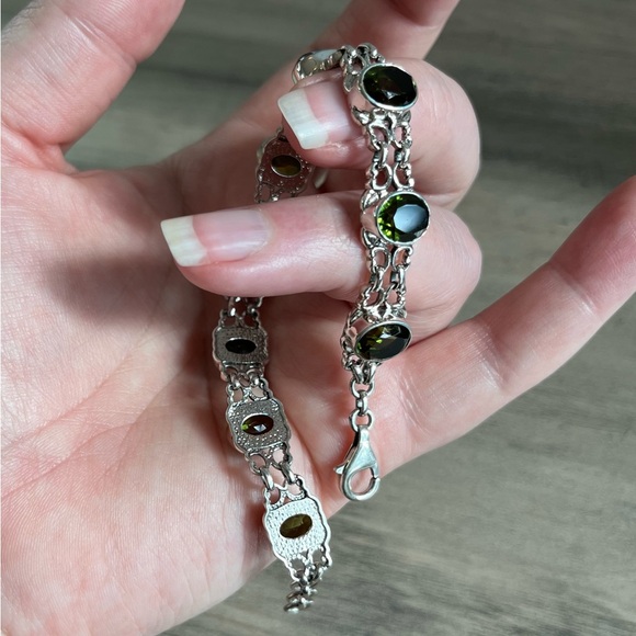 Nicky Butler 925 Sterling Silver Olivine Quartz Doublet Oval Line Bracelet